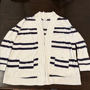 Market & Spruce Cream and Navy Ribbed Shawl Collar Cardigan